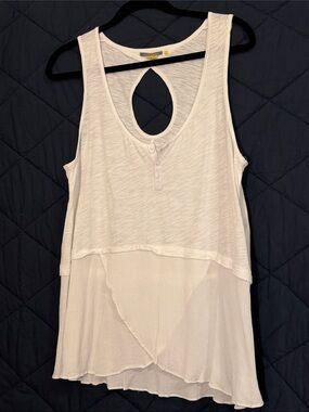 Layered Cutout Tank Top - White